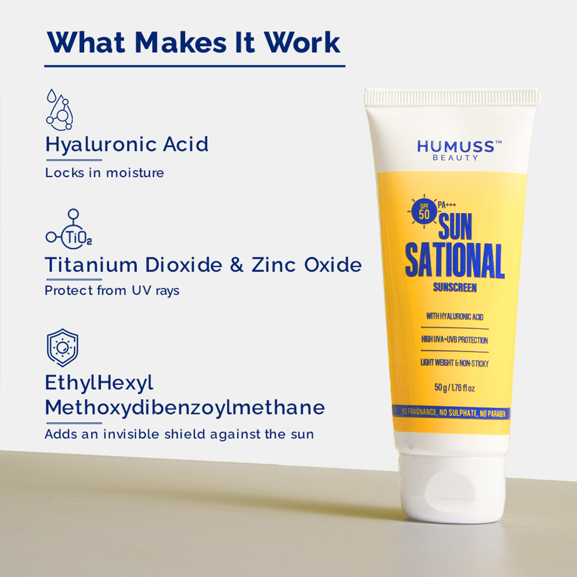 Sun-sational - SPF 50 Hyaluronic Acid Sunscreen - 50 g