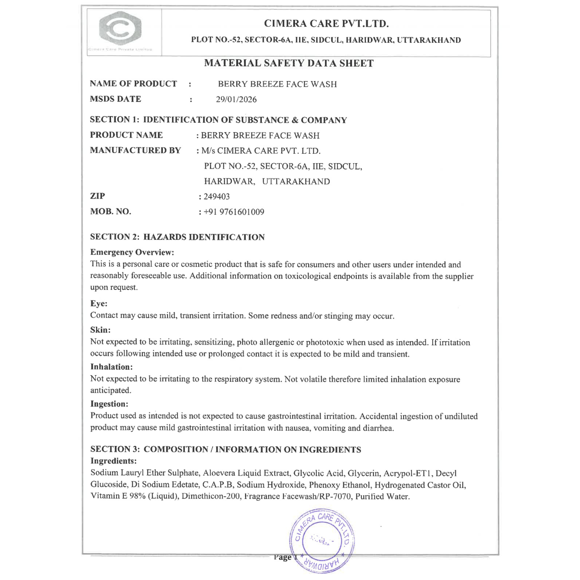 Berry Breeze - Mulberry & Hyaluronic Acid Face Wash